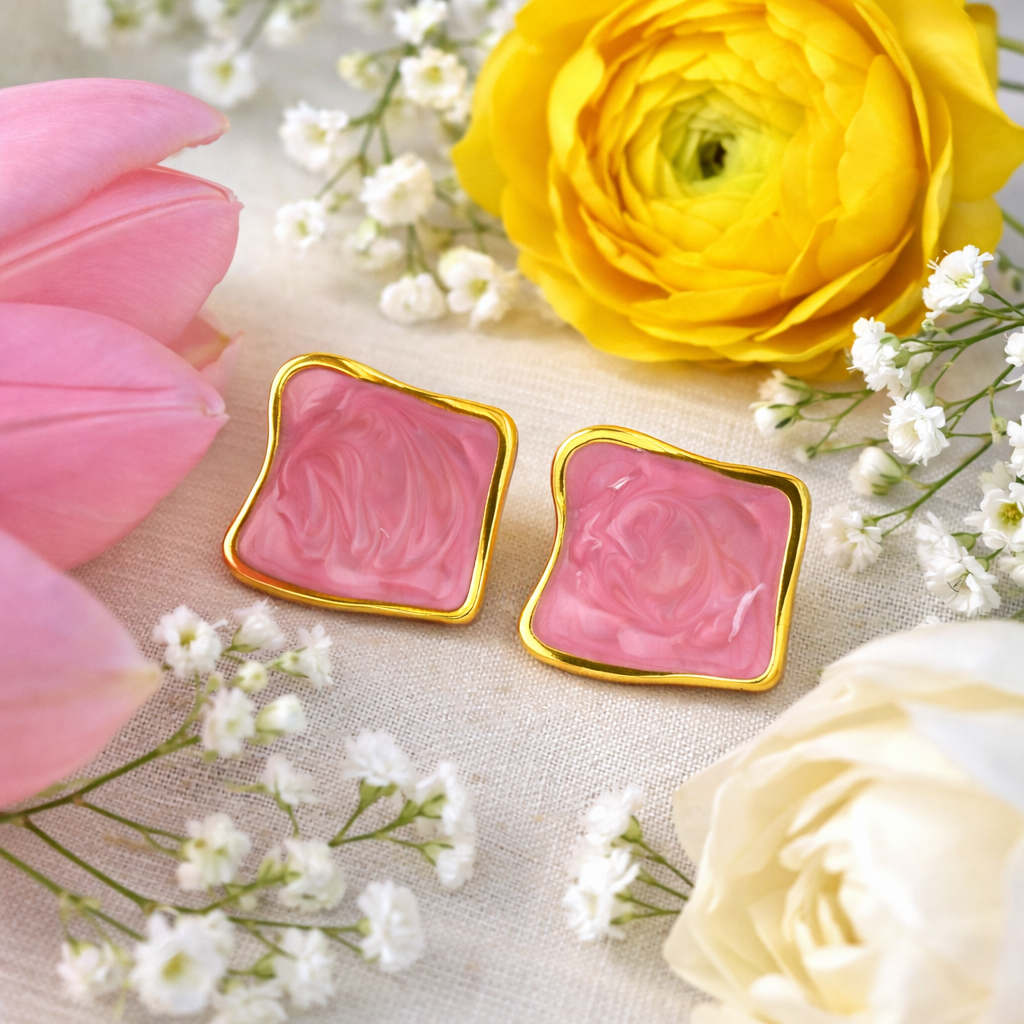 Rose Marble Earrings