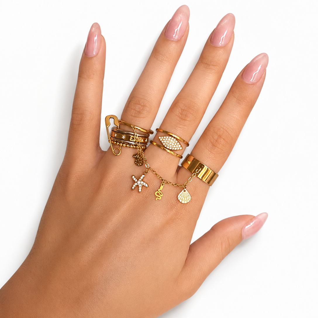Ocean Charm Chain Ring