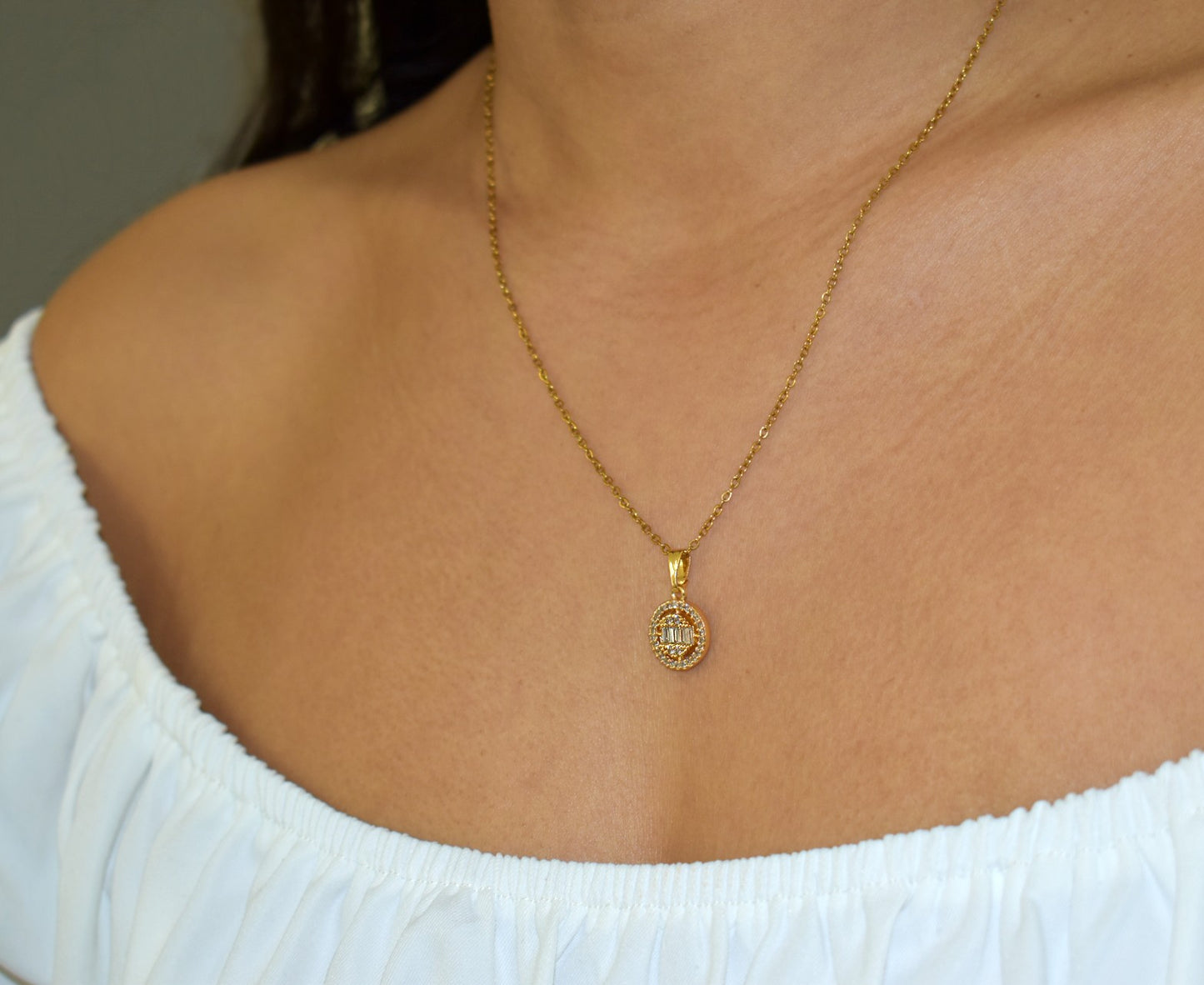 Crystal Circle Pendant Necklace