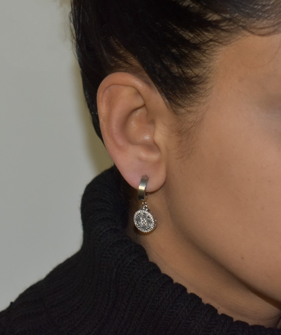 Round Zircon Drop Earrings