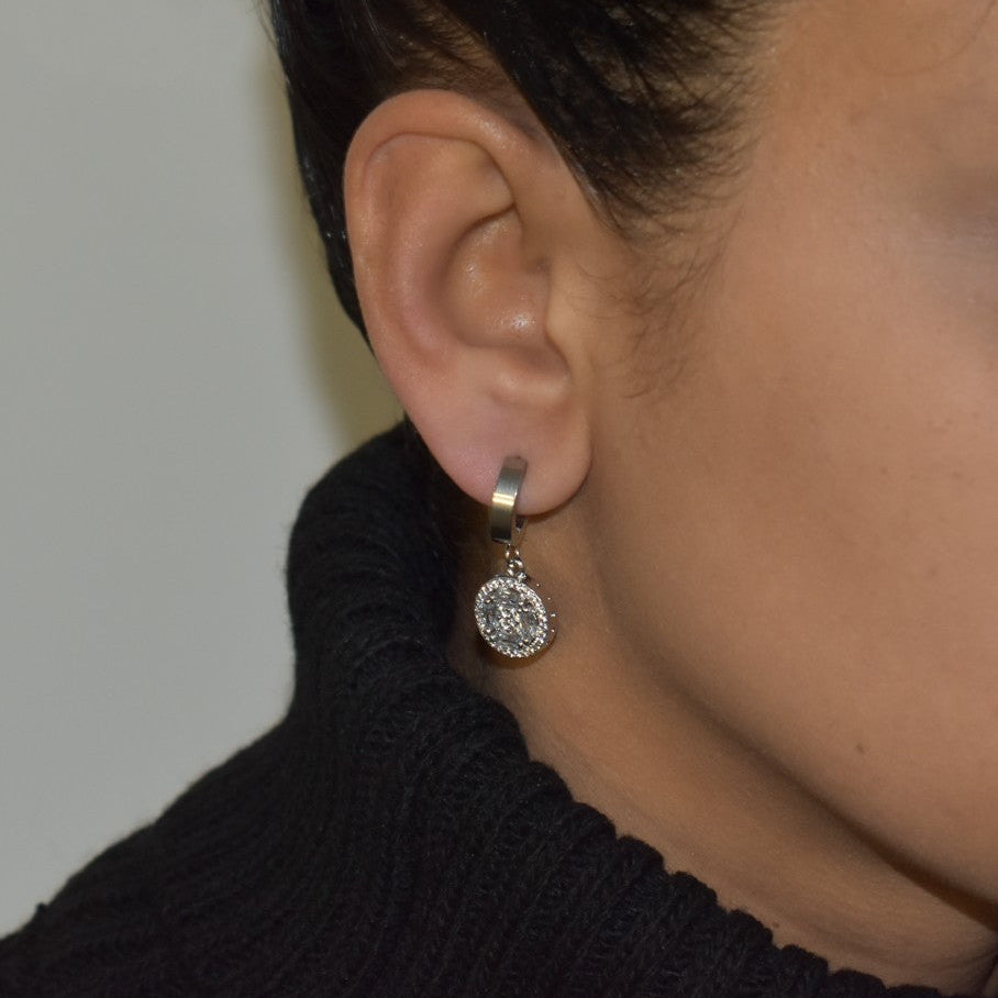 Round Zircon Drop Earrings