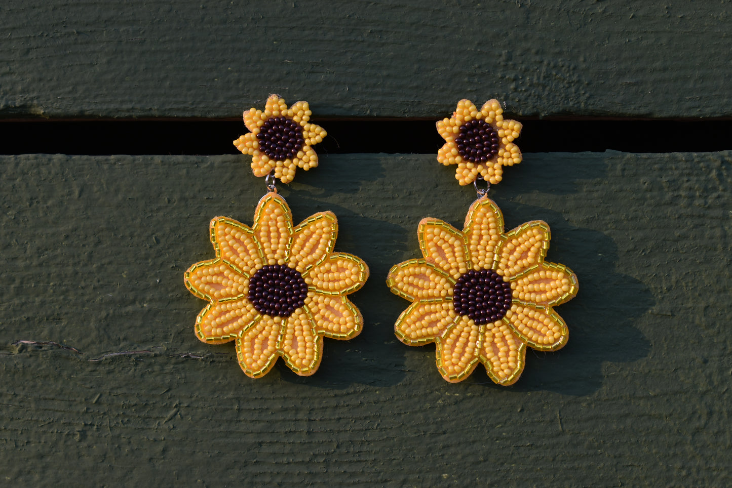 Beaded Sunflower Earrings