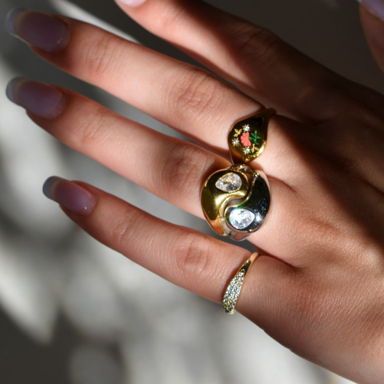 Yin Yang Dual-Tone Statement Ring