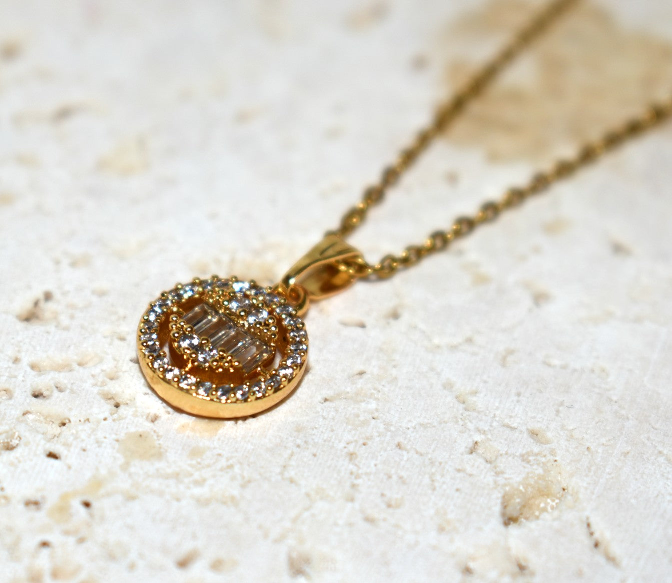 Crystal Circle Pendant Necklace