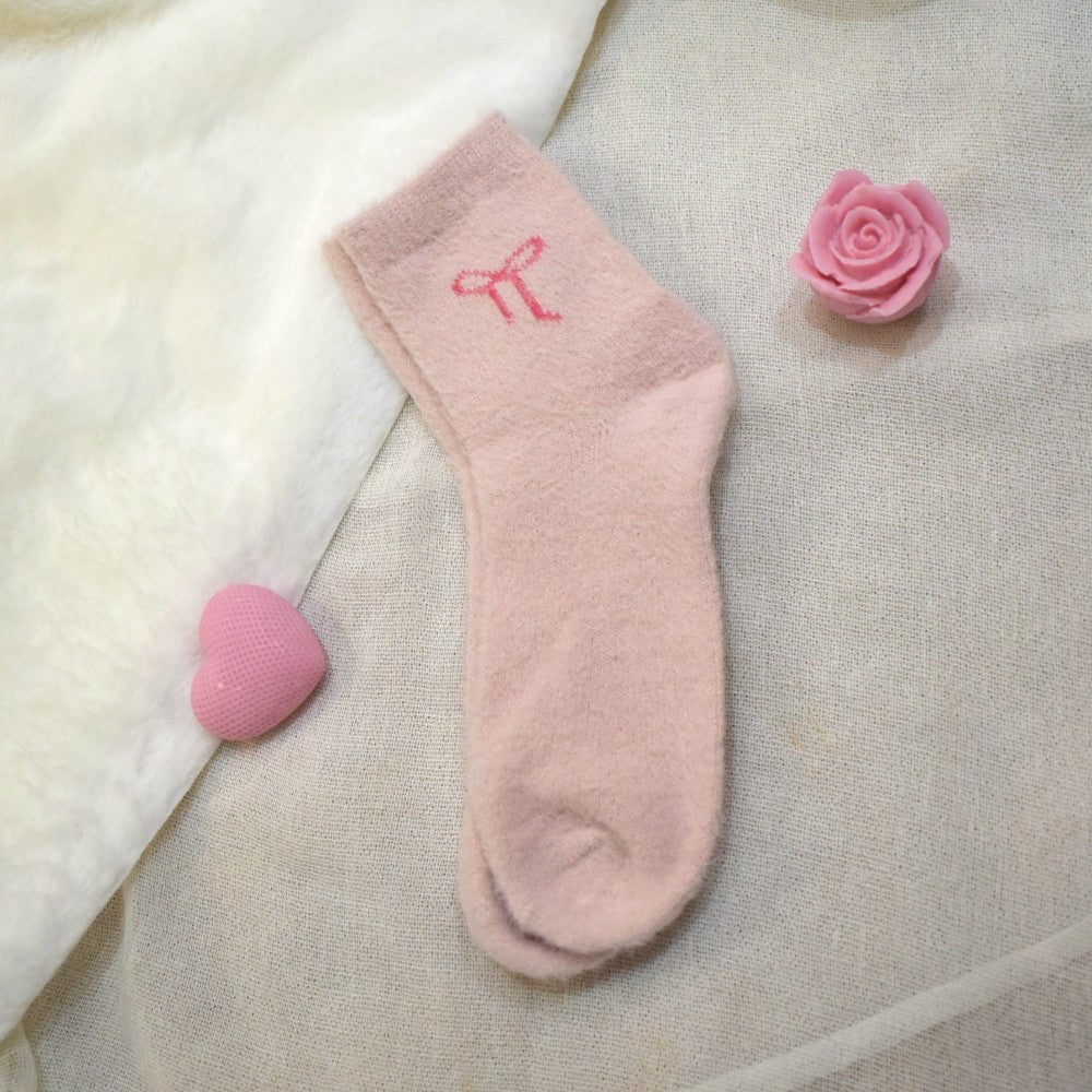 Cozy Pink Bow Socks
