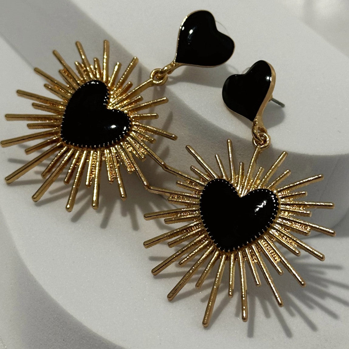 Midnight Radiance Heartburst Earrings