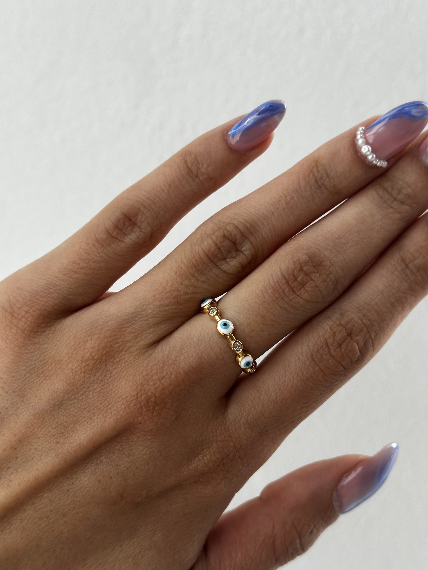 Small evil eye ring