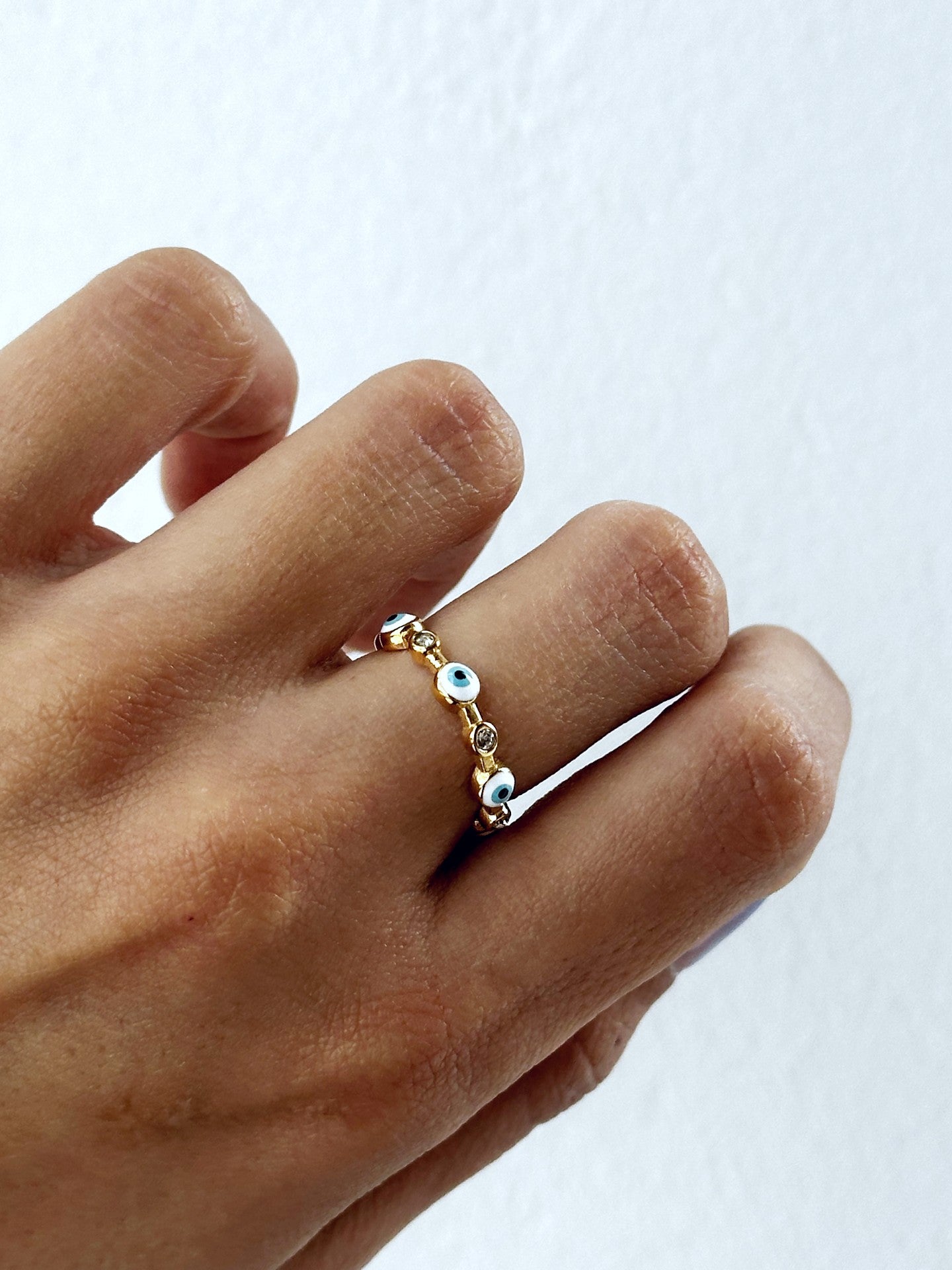 Small evil eye ring