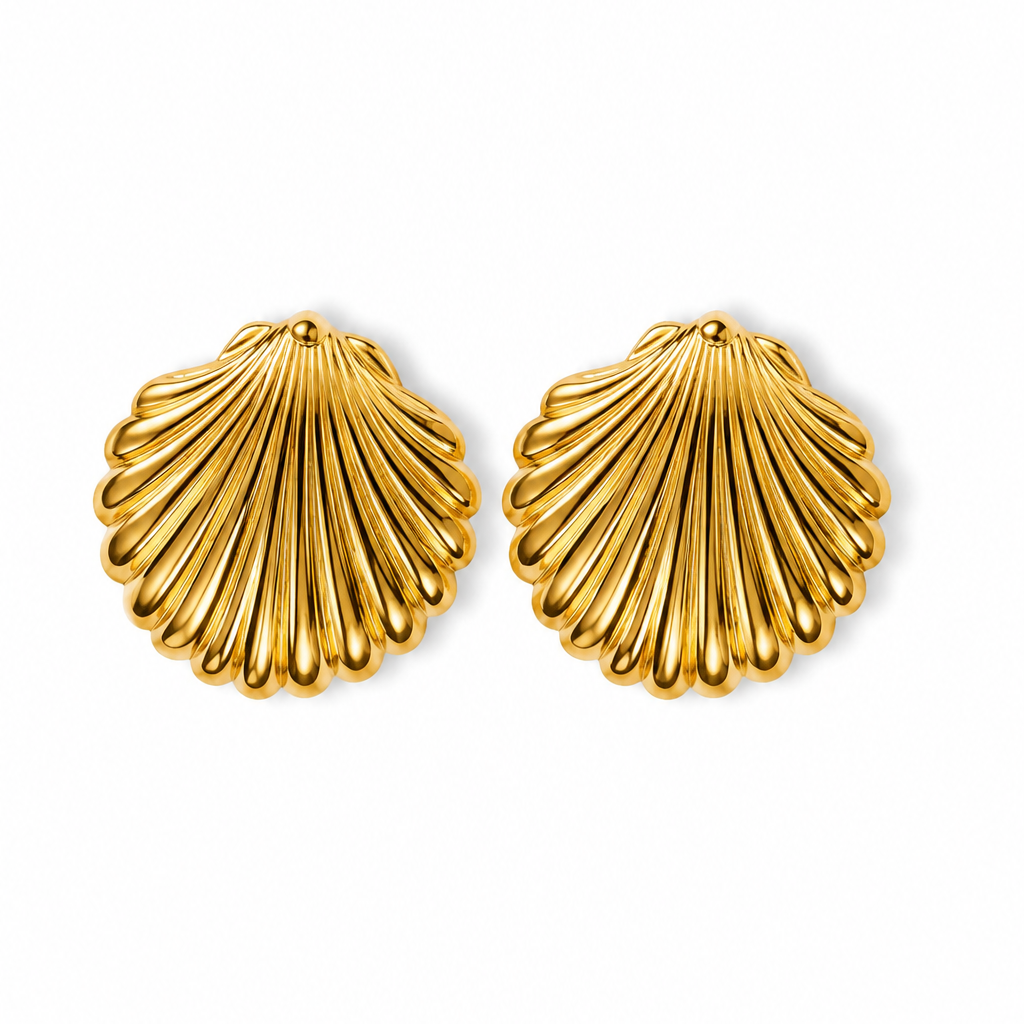 Golden Shell Stud Earrings
