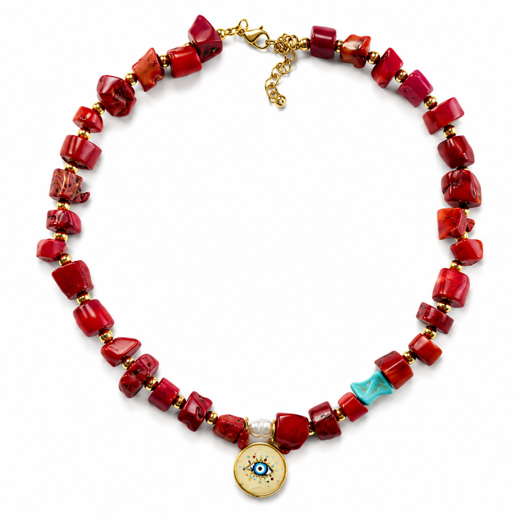 Mystic Eye Coral Necklace