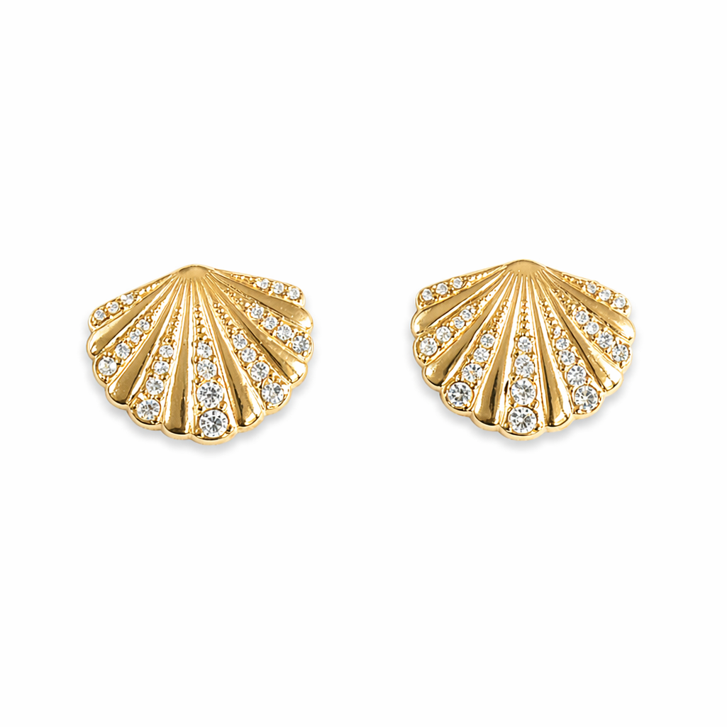 Seashell Sparkle Stud Earrings