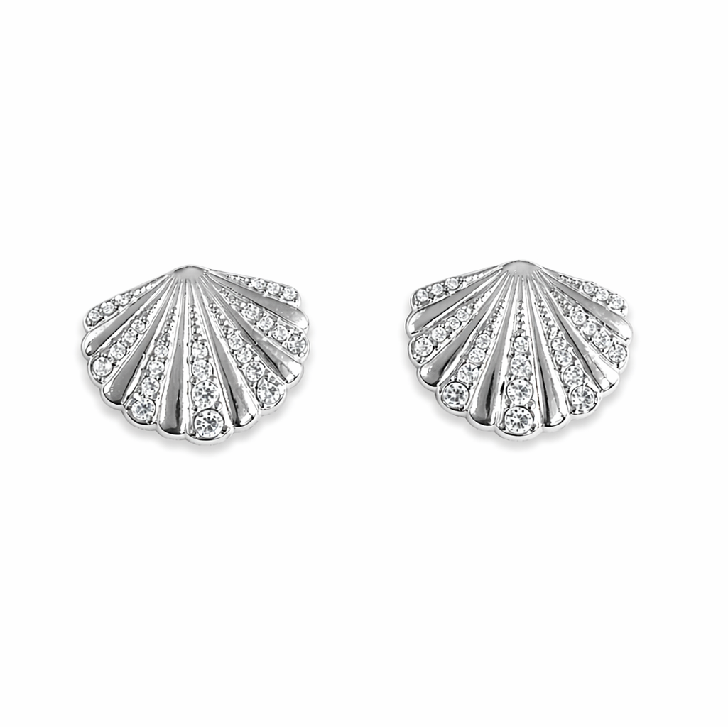 Seashell Sparkle Stud Earrings