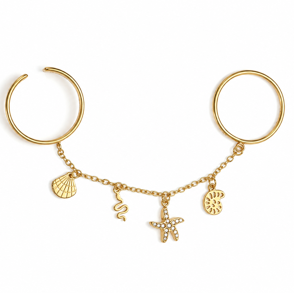Ocean Charm Chain Ring