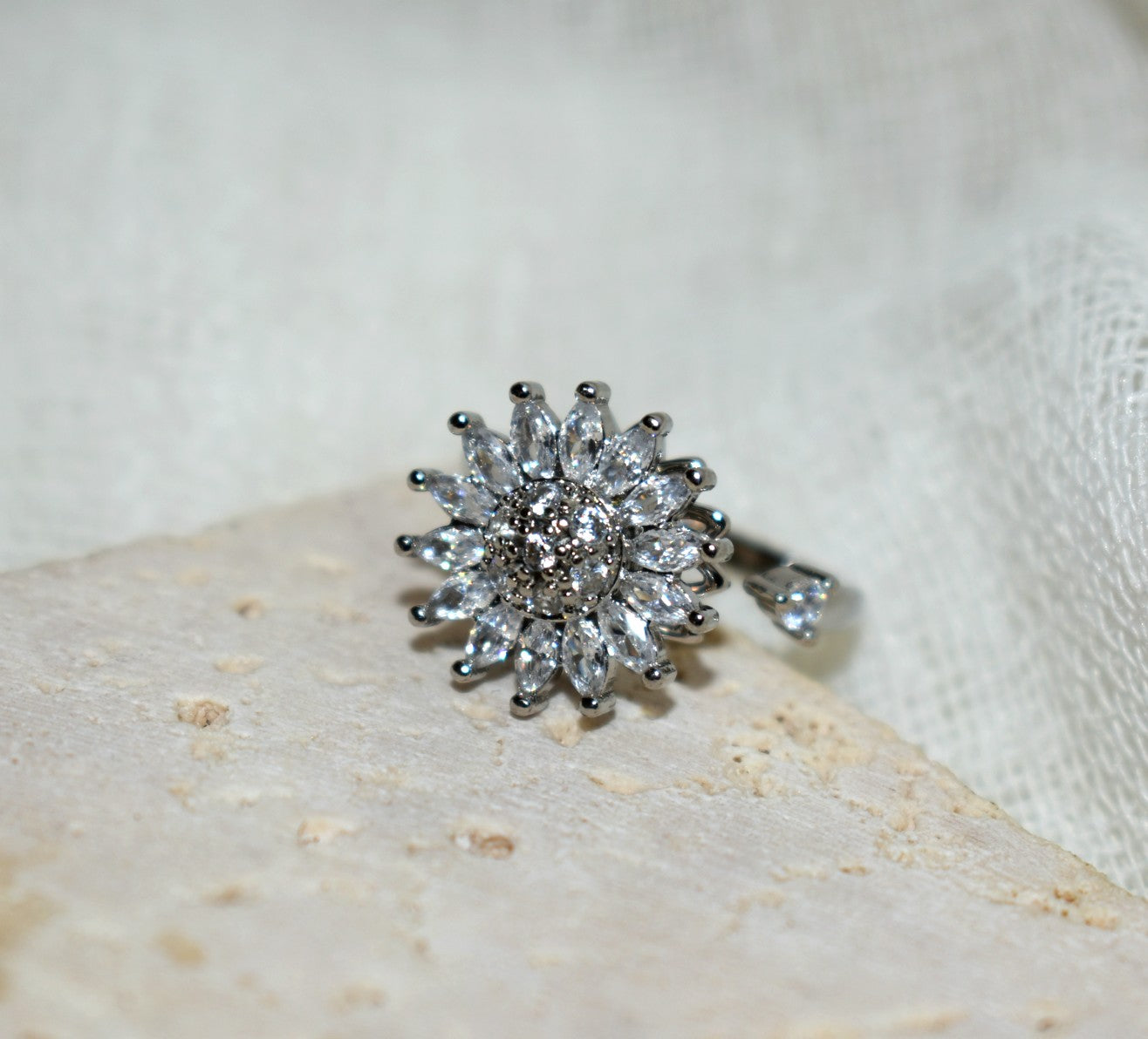 Sunflower Sparkle – Δαχτυλίδι Fidget με Διπλό Ηλίανθο