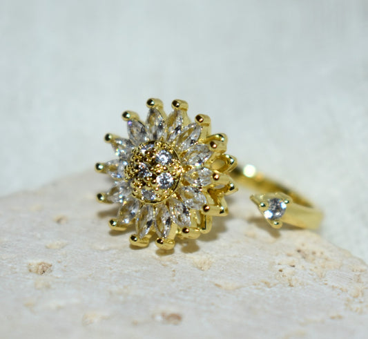 Sunflower Sparkle – Δαχτυλίδι Fidget με Διπλό Ηλίανθο