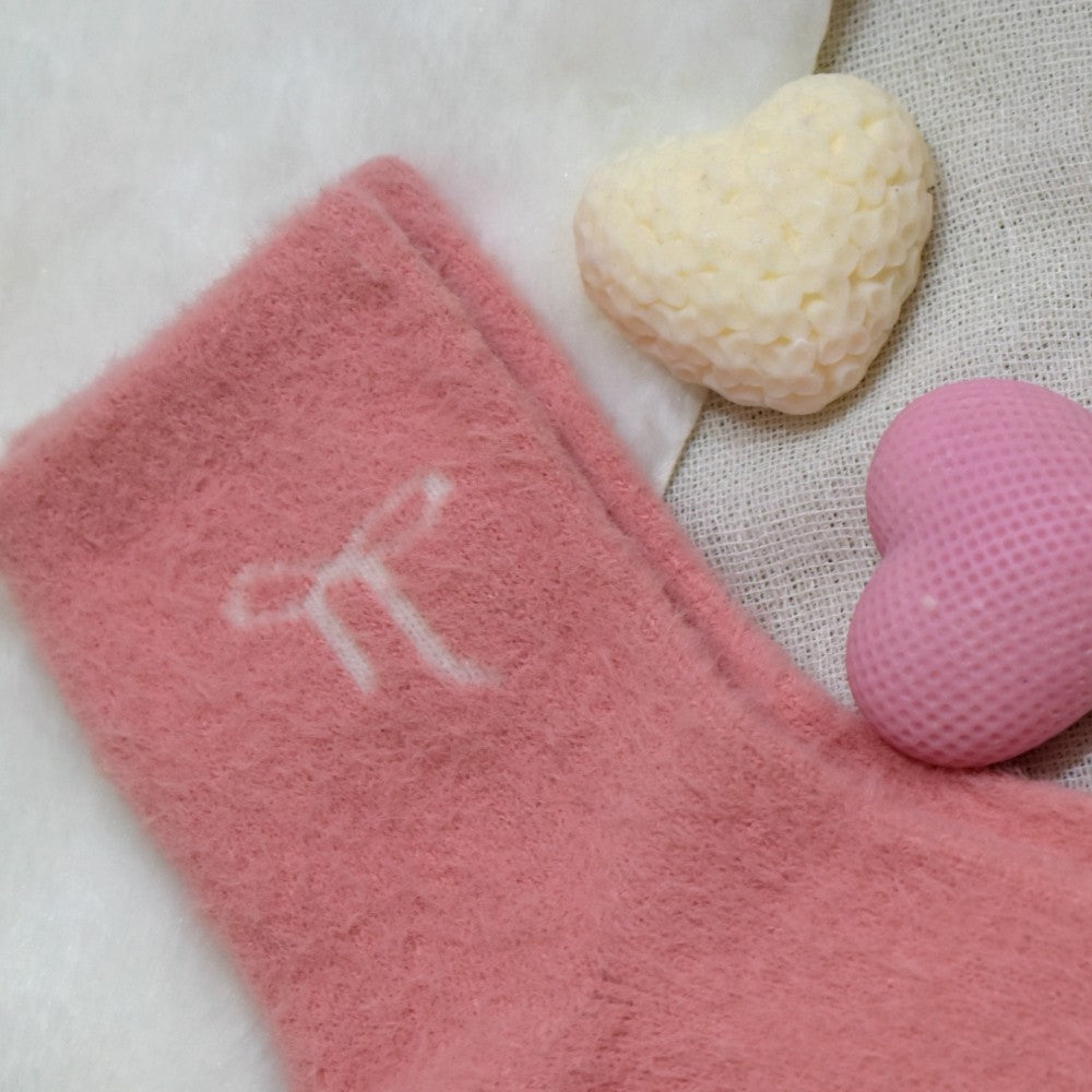 Cozy Pink Bow Socks