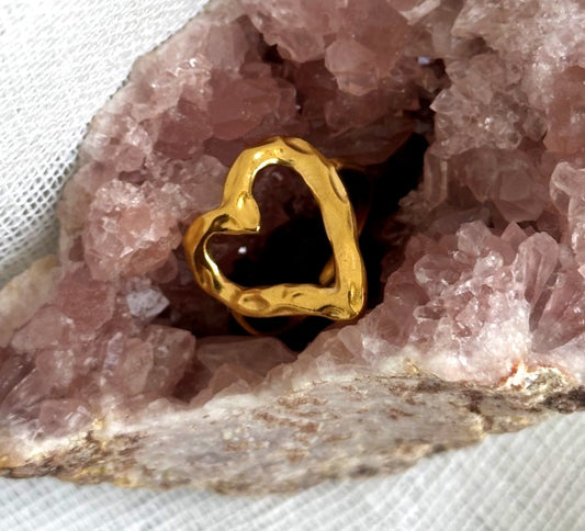 Golden heart ring