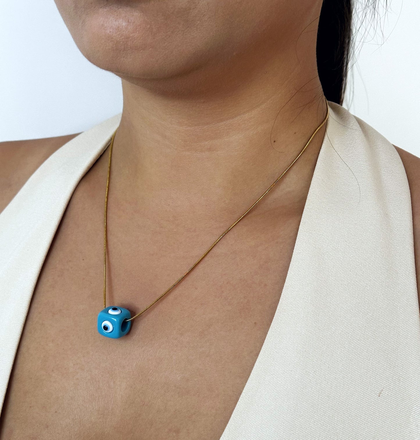 Baby blue eye necklace