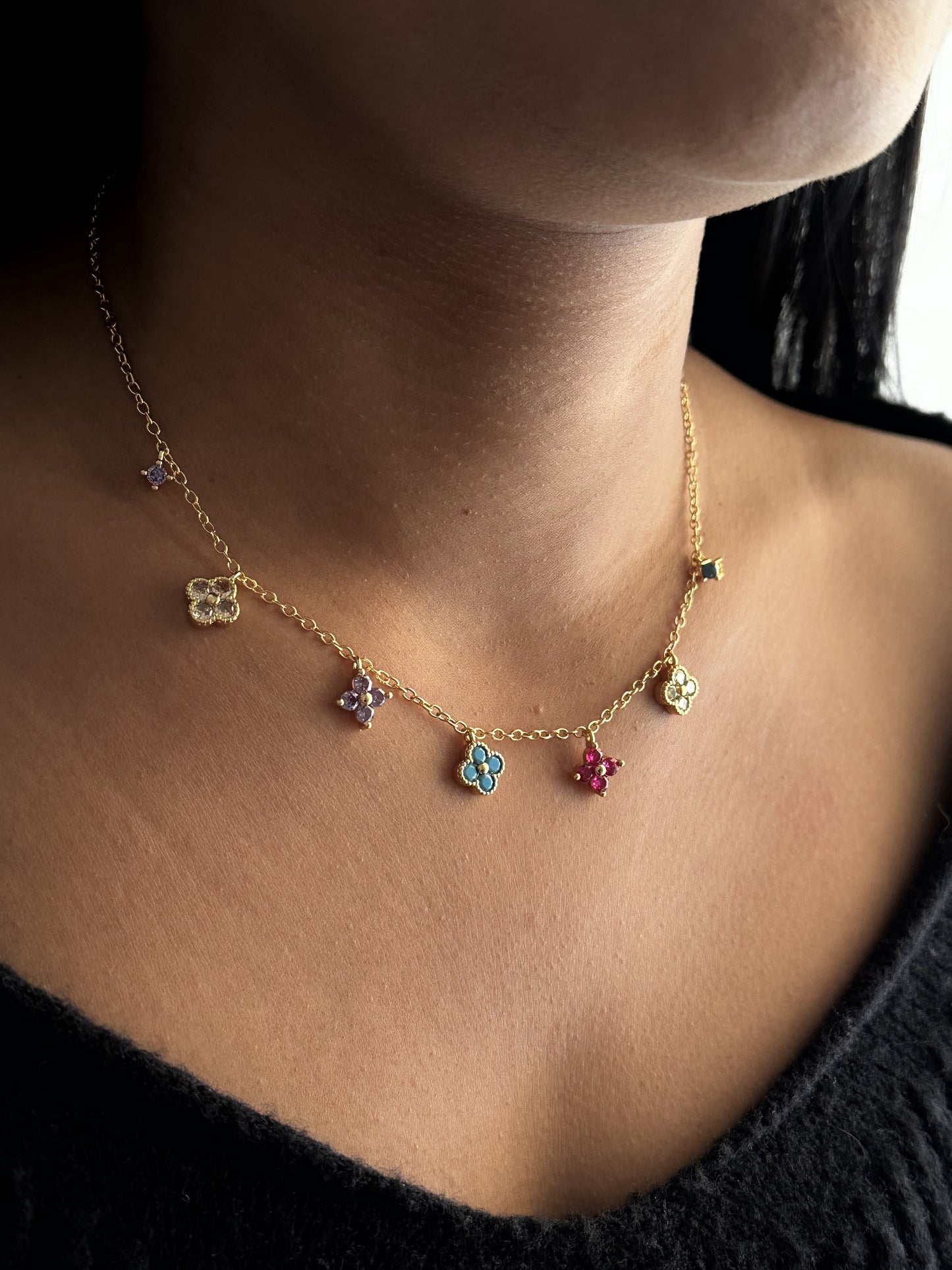 Vibrant Floral Charm Necklace