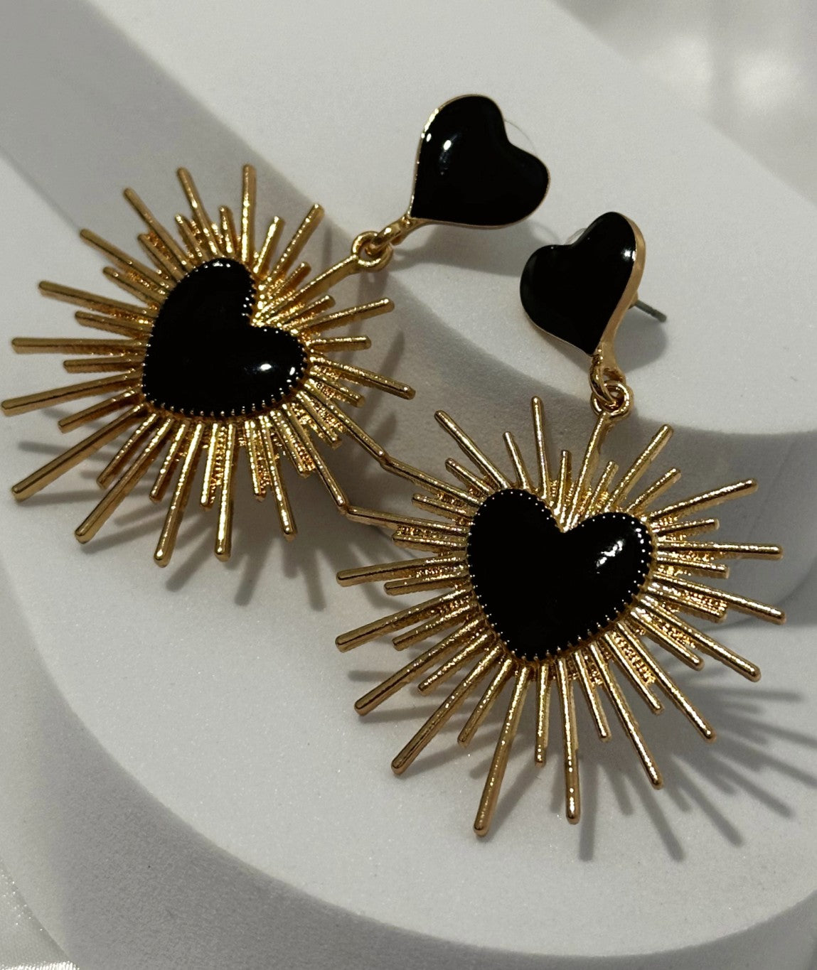 Midnight Radiance Heartburst Earrings