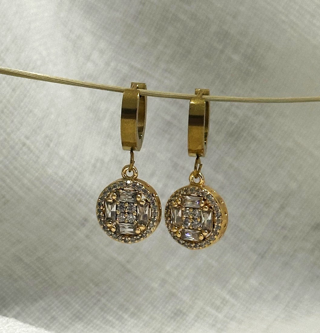 Round Zircon Drop Earrings