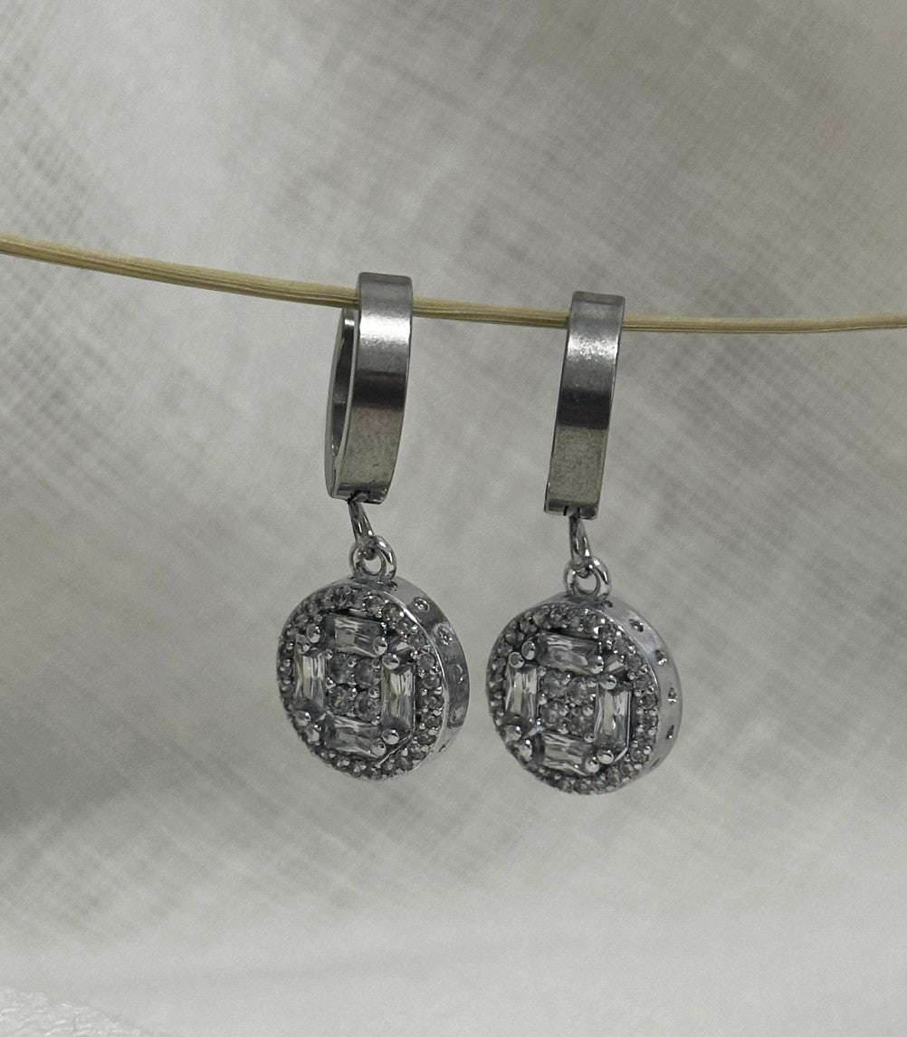 Round Zircon Drop Earrings