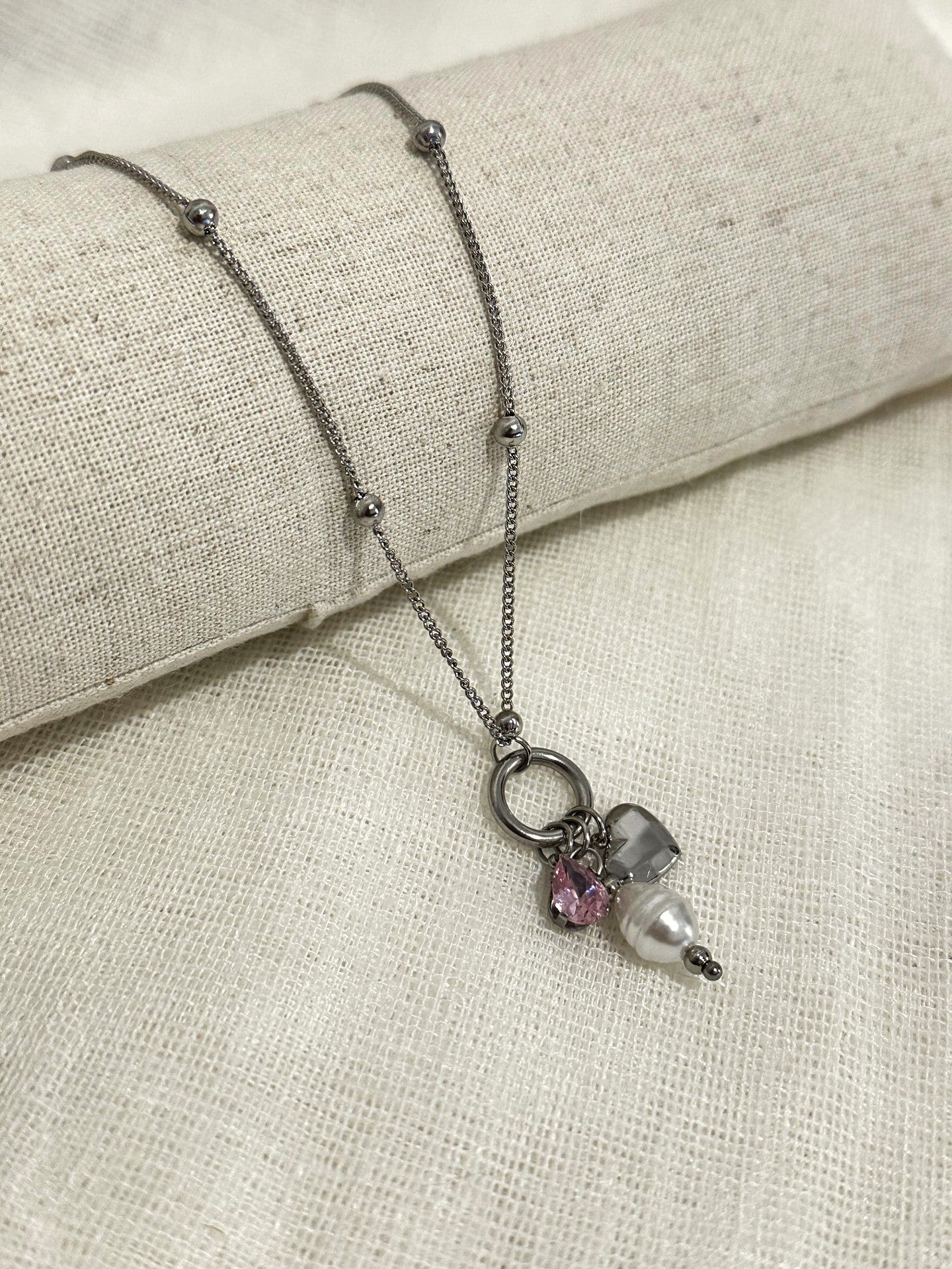 Pearl & Pink Gem Necklace