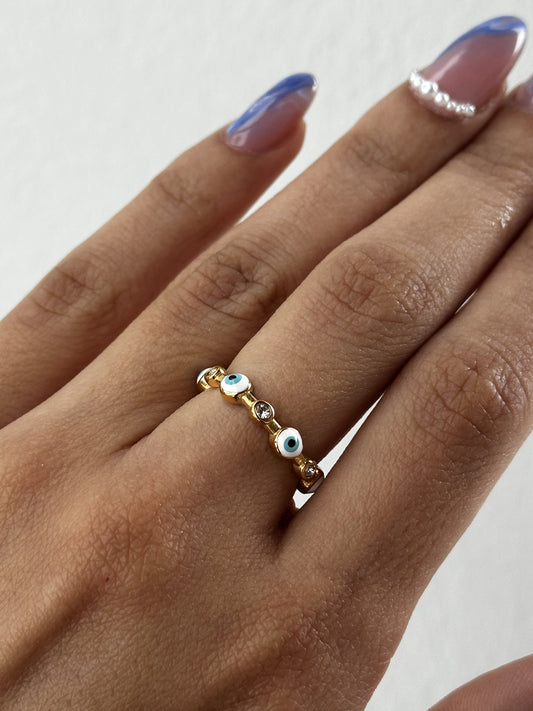 Small evil eye ring