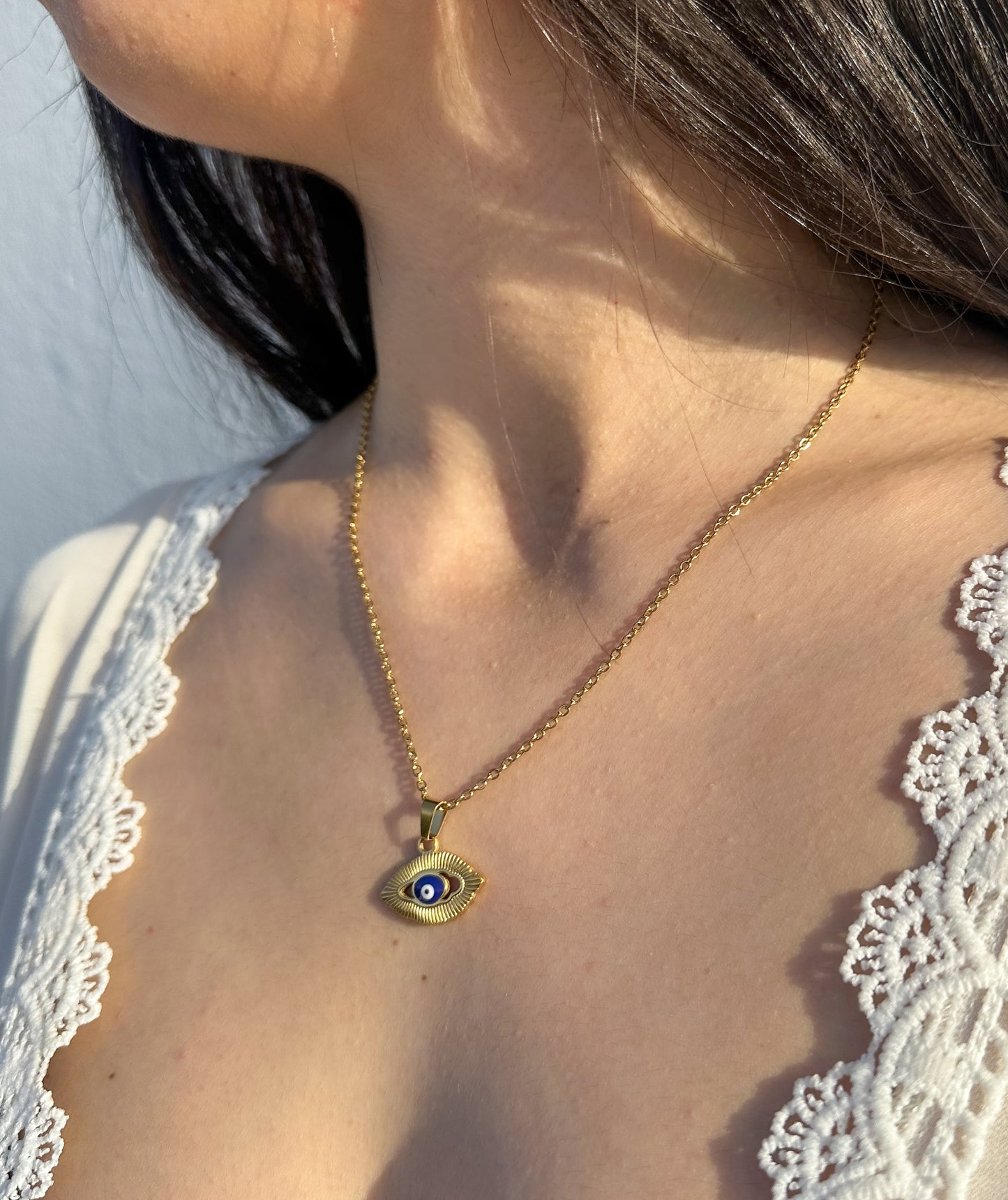 Evil eye golden necklace