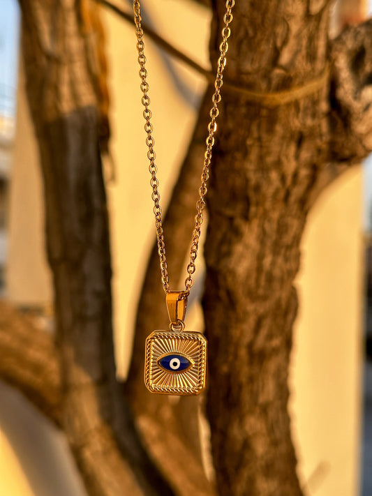 Evil eye golden necklace