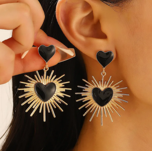 Midnight Radiance Heartburst Earrings