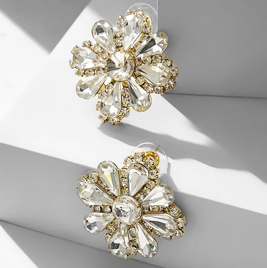 Crystal Petal Statement Earrings