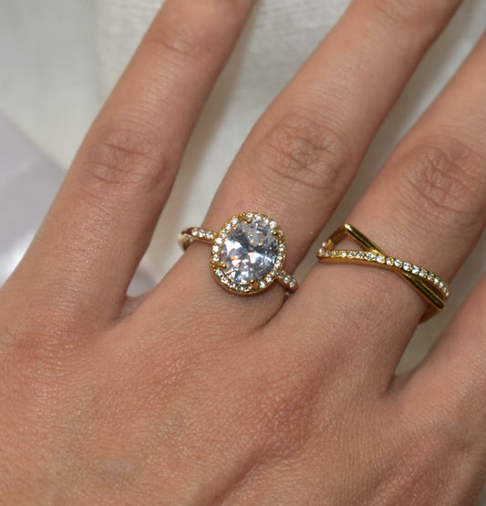 Crystal Halo Ring